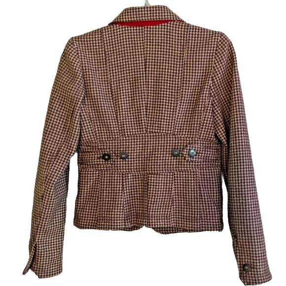 American Eagle Y2K Houndstooth Wool Blazer Womens Size S Earthy Heritage Preppy - Picture 8 of 16